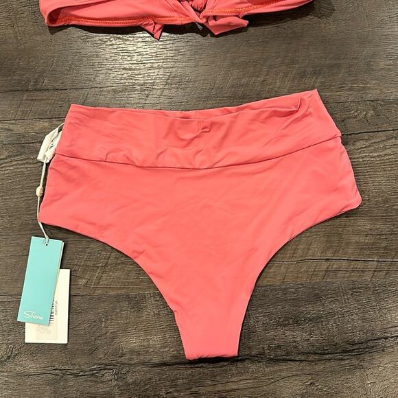 Shore XL Bubble Gum Pink Two-Piece Bandeau Tie Bikini - Picture 8 of 14
